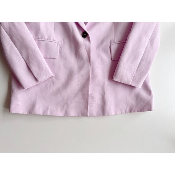 NWT ZARA Lilac Purple Viscose Cotton Linen Blend Single Breasted Blazer, Size S - Picture 10 of 16